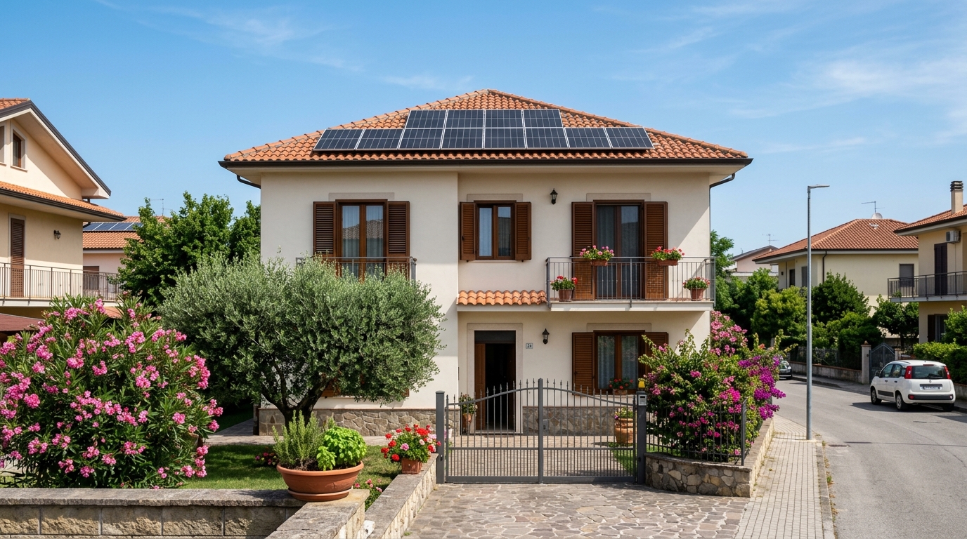 Abitazione indipendente a Lamezia Terme con impianto fotovoltaico sul tetto in tegole